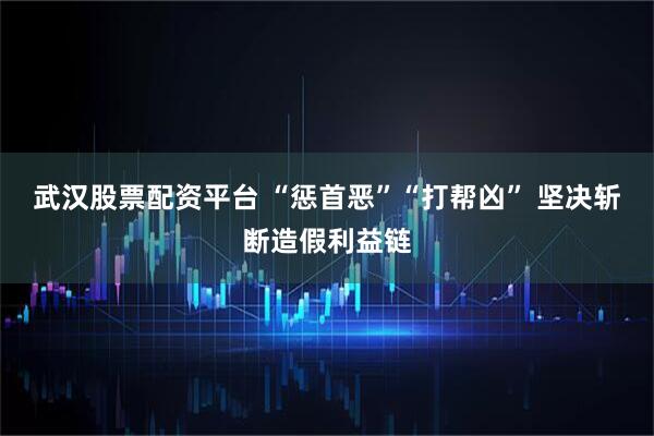 武汉股票配资平台 “惩首恶”“打帮凶” 坚决斩断造假利益链
