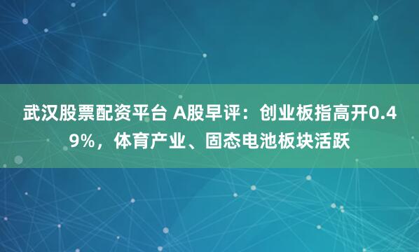 武汉股票配资平台 A股早评：创业板指高开0.49%，体育产业、固态电池板块活跃